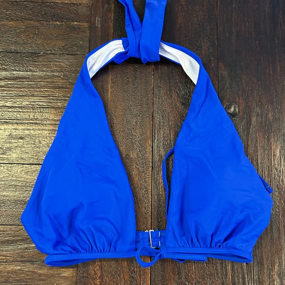 Bright Blue Halter Top and Swim Skirt Two Piece Bathing Suit - Picture 2 of 8
